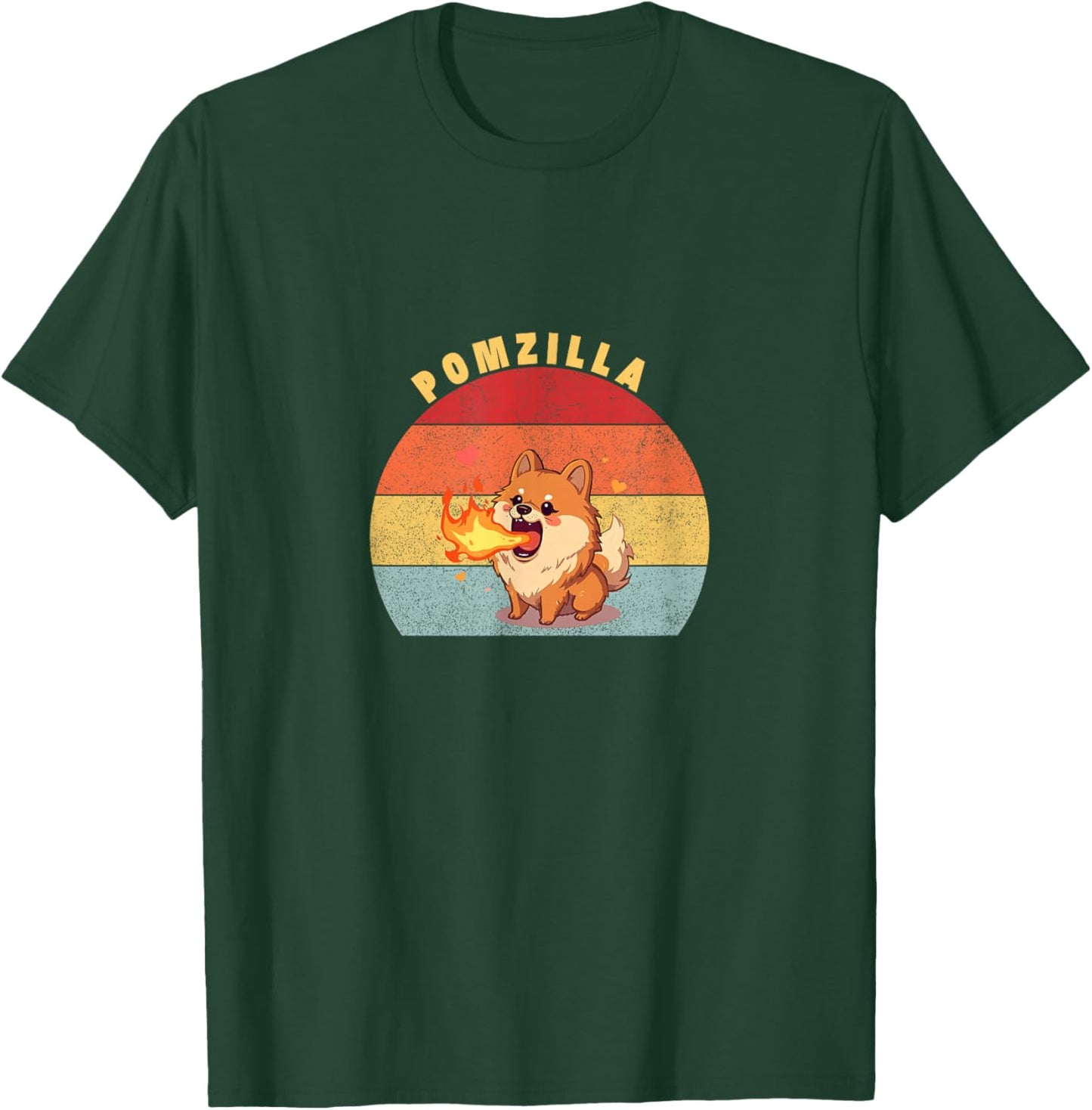 Pomzilla Pomeranian Dog Vintage Monster Pom Dog Lover T-Shirt - T-Shirt | Forest
