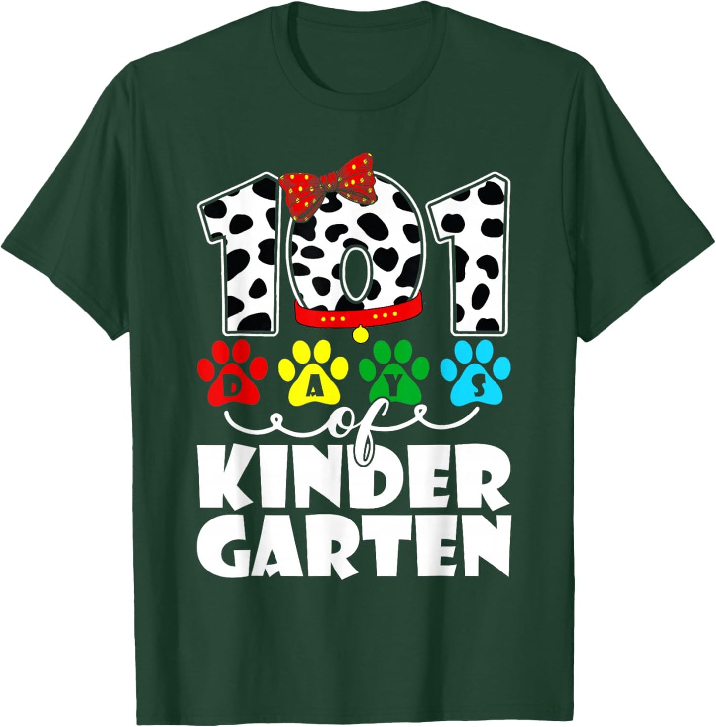 101 Days Kindergarten Cute Dog Lover Student Or Teacher Kids T-Shirt - T-Shirt | Forest