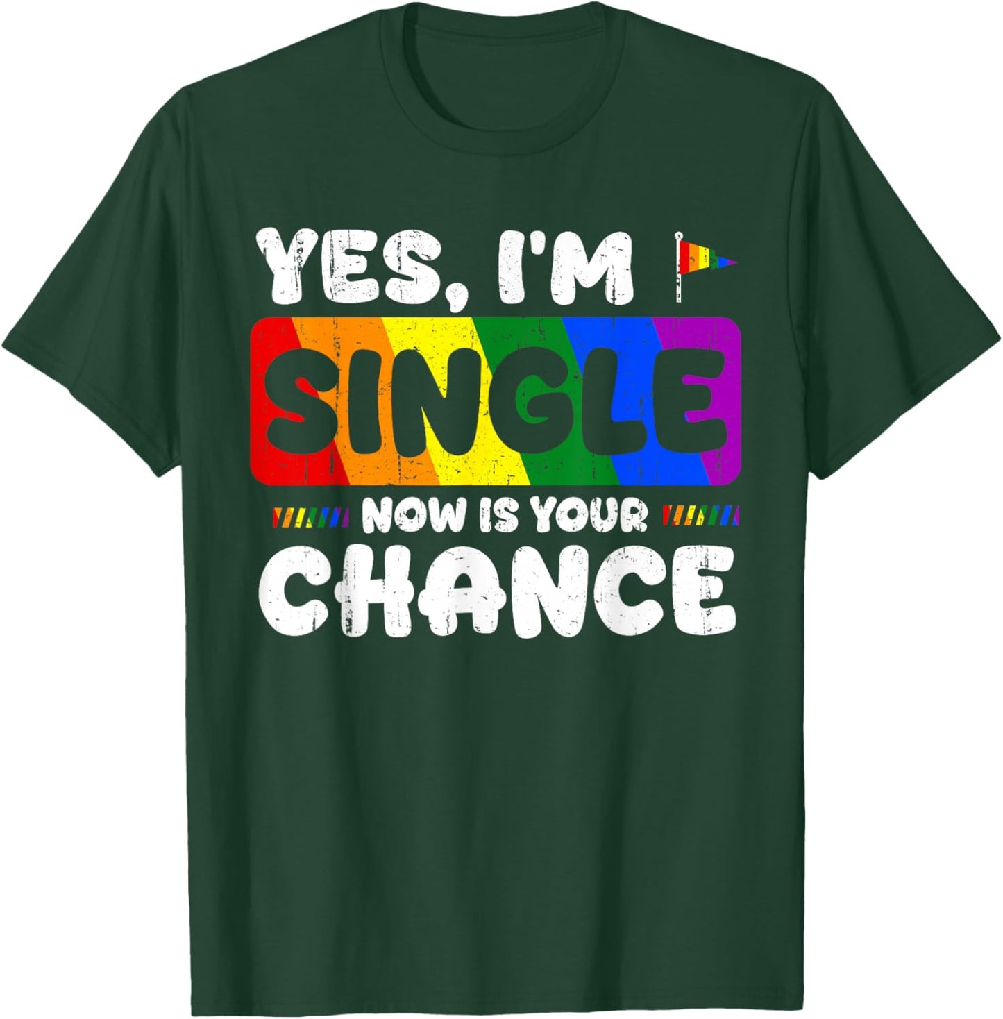 Single LGBT Rainbow Flag LGBTQ Month Lesbian Pride Gay Ally T-Shirt - T-Shirt | Forest