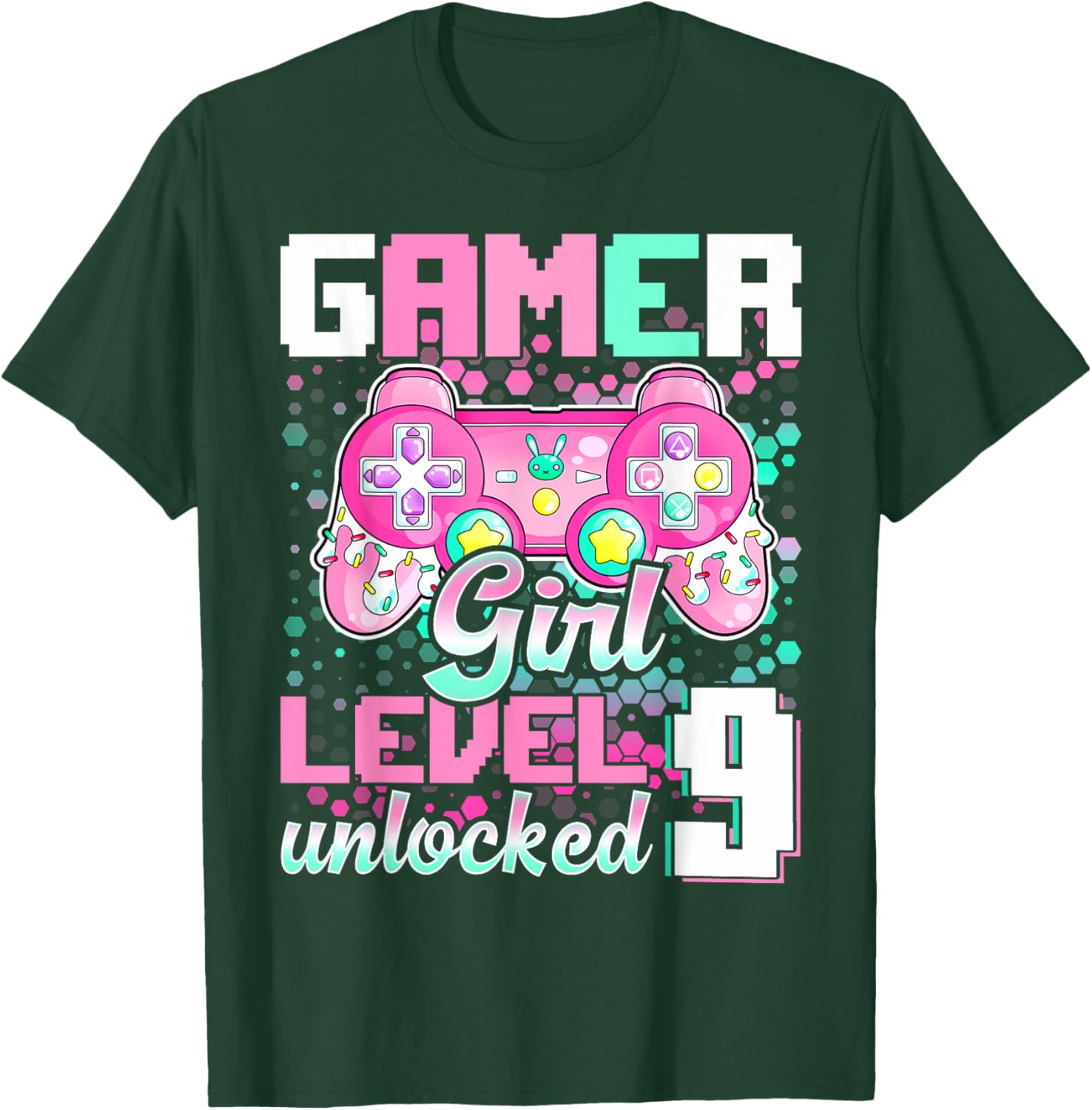 9th Birthday Gift Gamer Girl Level 9 Unlocked Video Game T-Shirt - T-Shirt | Forest