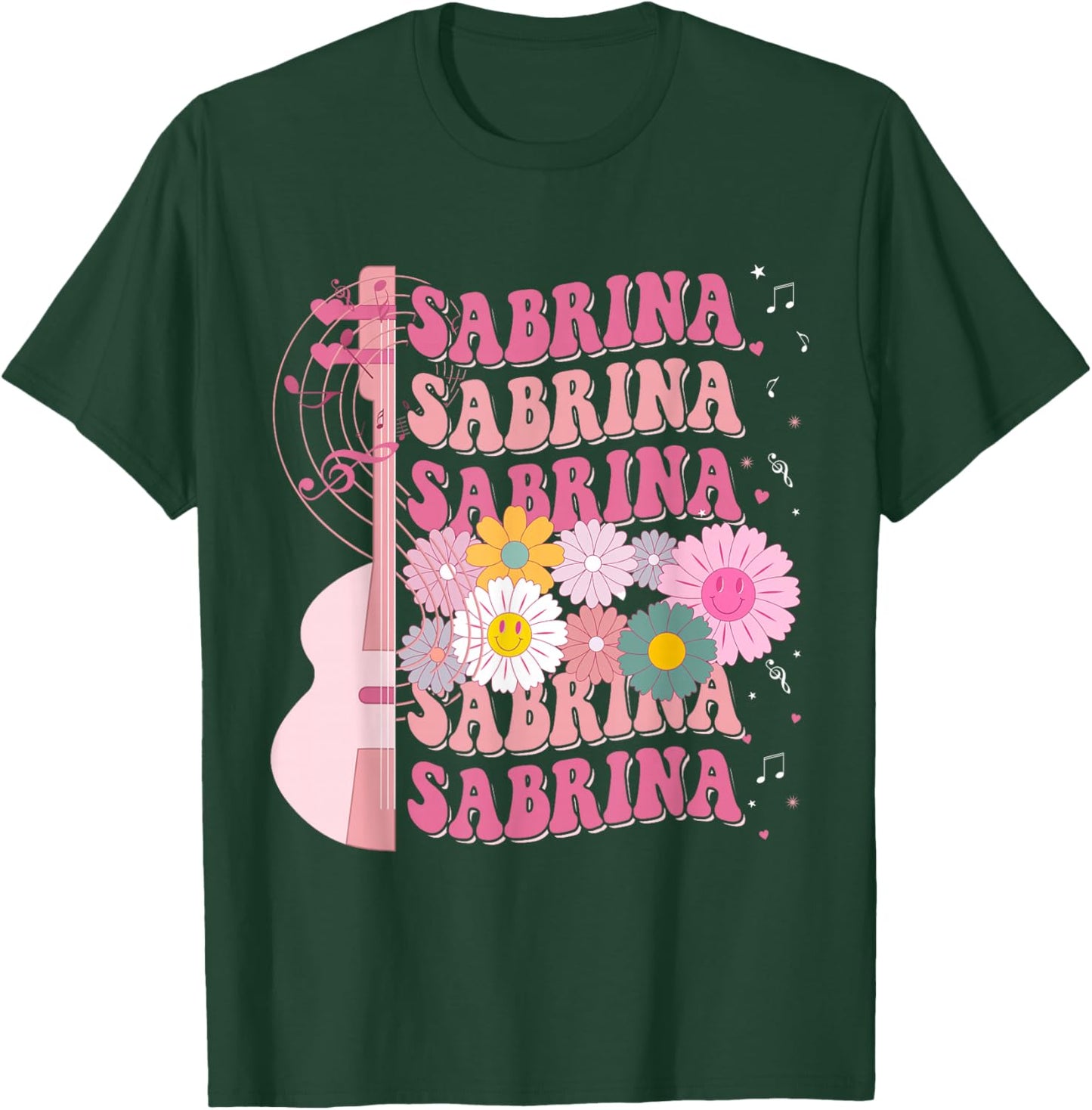 Girl Retro Sabrina Groovy Flower Name Personalized 80's T-Shirt - T-Shirt | Forest