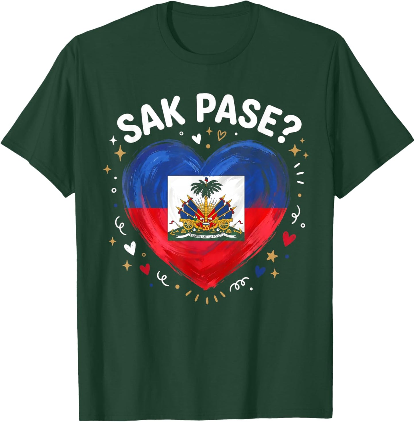 Sak Pase Haiti Heart Pride T-Shirt - T-Shirt | Forest