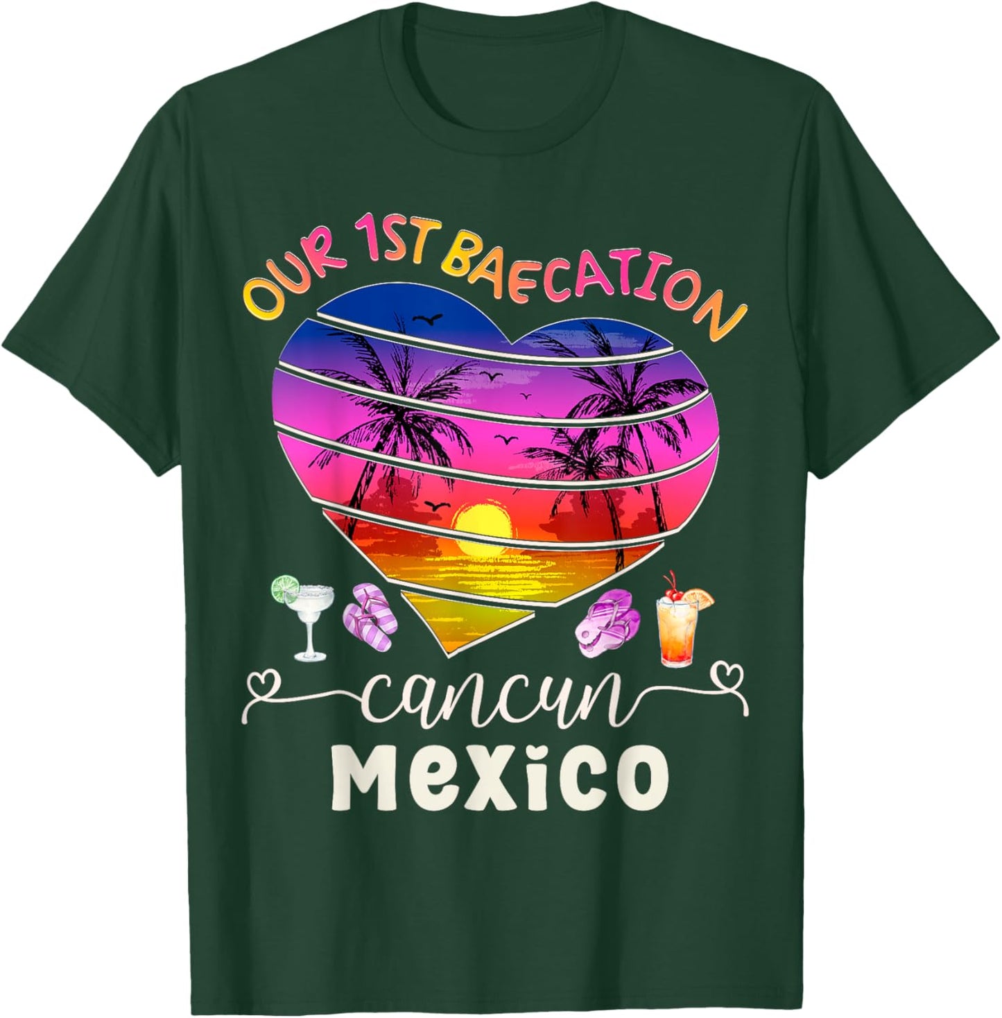Our 1st Baecation Summer Vacation Cancun Mexico Couples Trip T-Shirt - T-Shirt | Forest