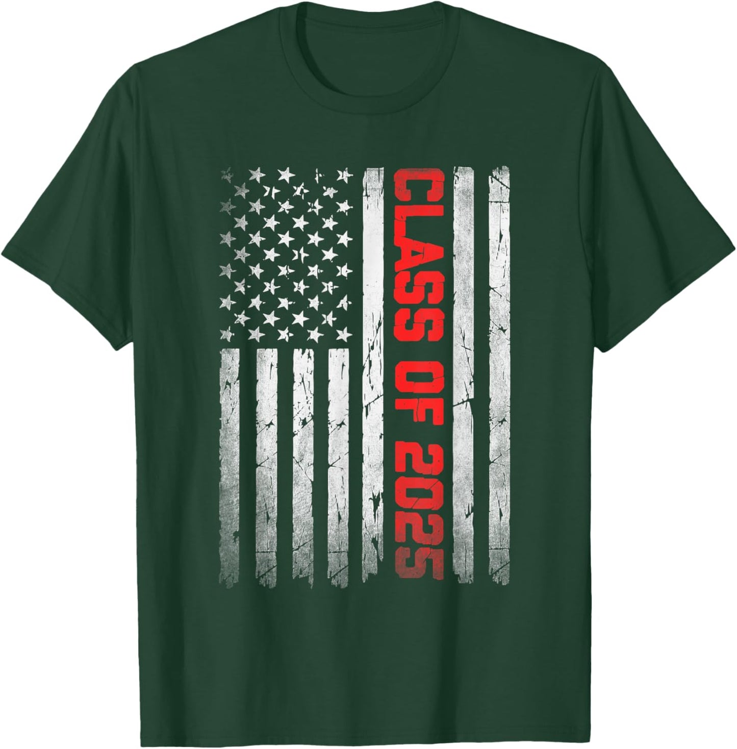 Class of 2025 Flag USA Senior 2025 Graduation 25 Boys T-Shirt - T-Shirt | Forest