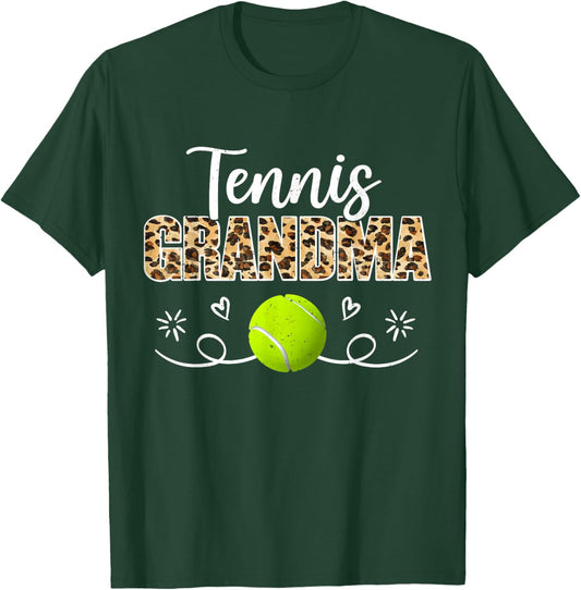 Tennis Grandma Leopard Funny Tennis Player T-Shirt - T-Shirt | Forest