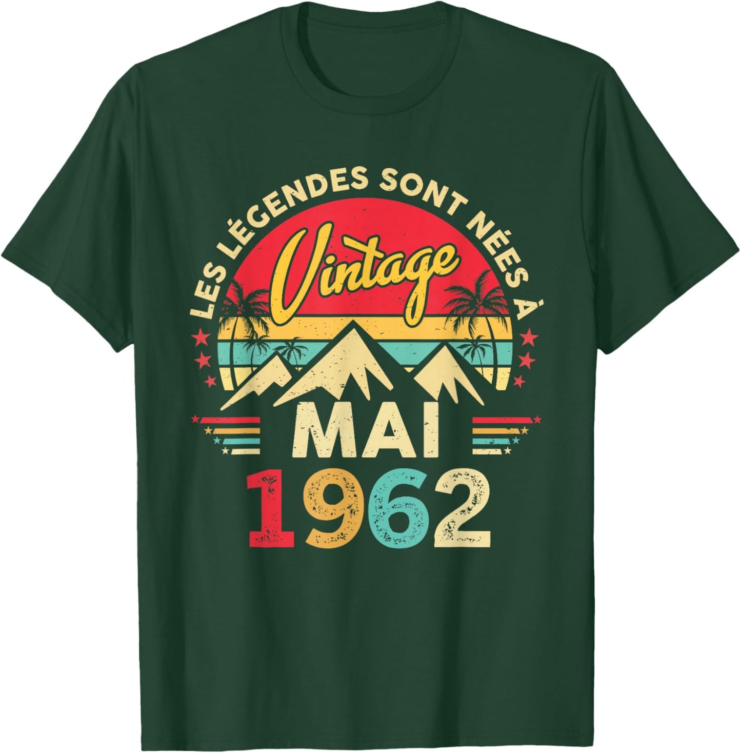 Vintage Mai 1962 Cadeau Anniversaire 64 Ans Hommes Femmes T-Shirt - T-Shirt | Forest