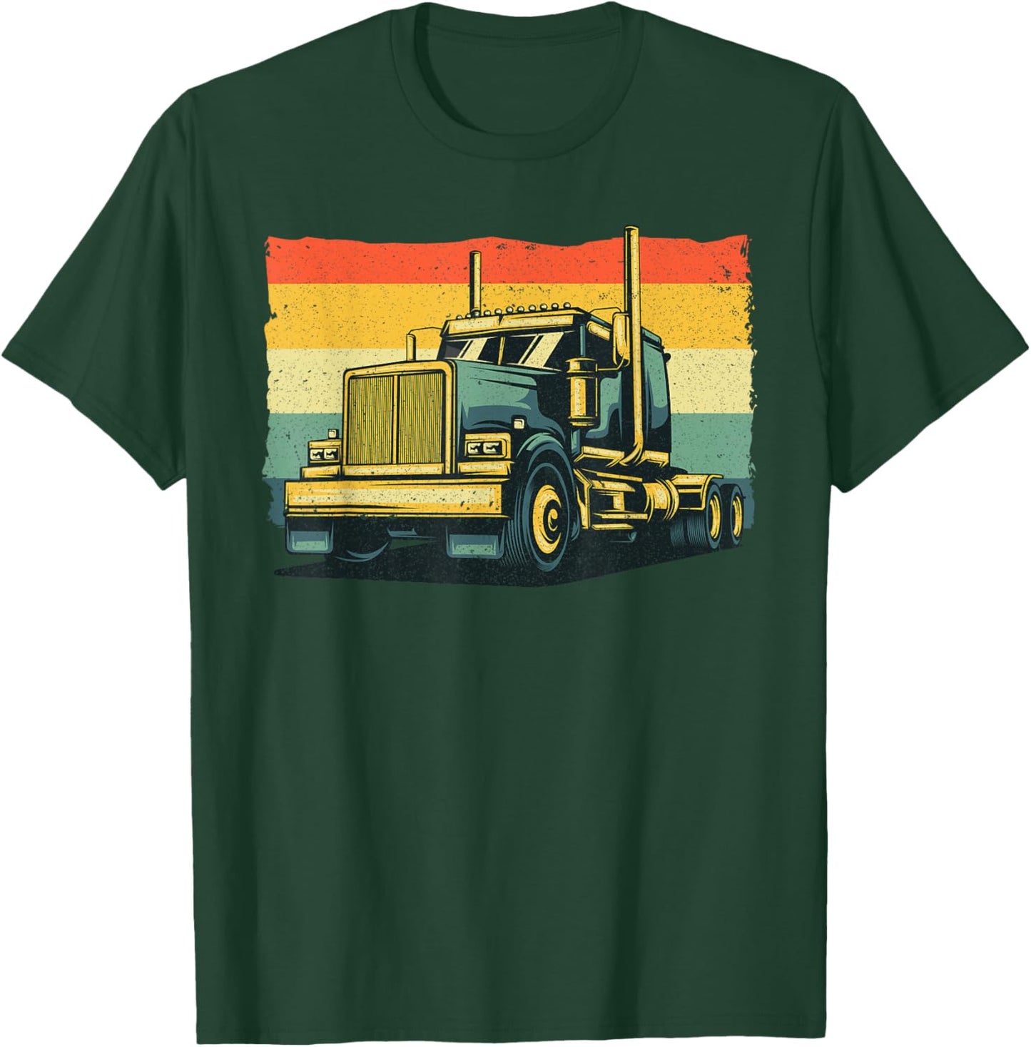 Vintage Trucker Art Women Kids Trucking Truck Driver T-Shirt - T-Shirt | Forest