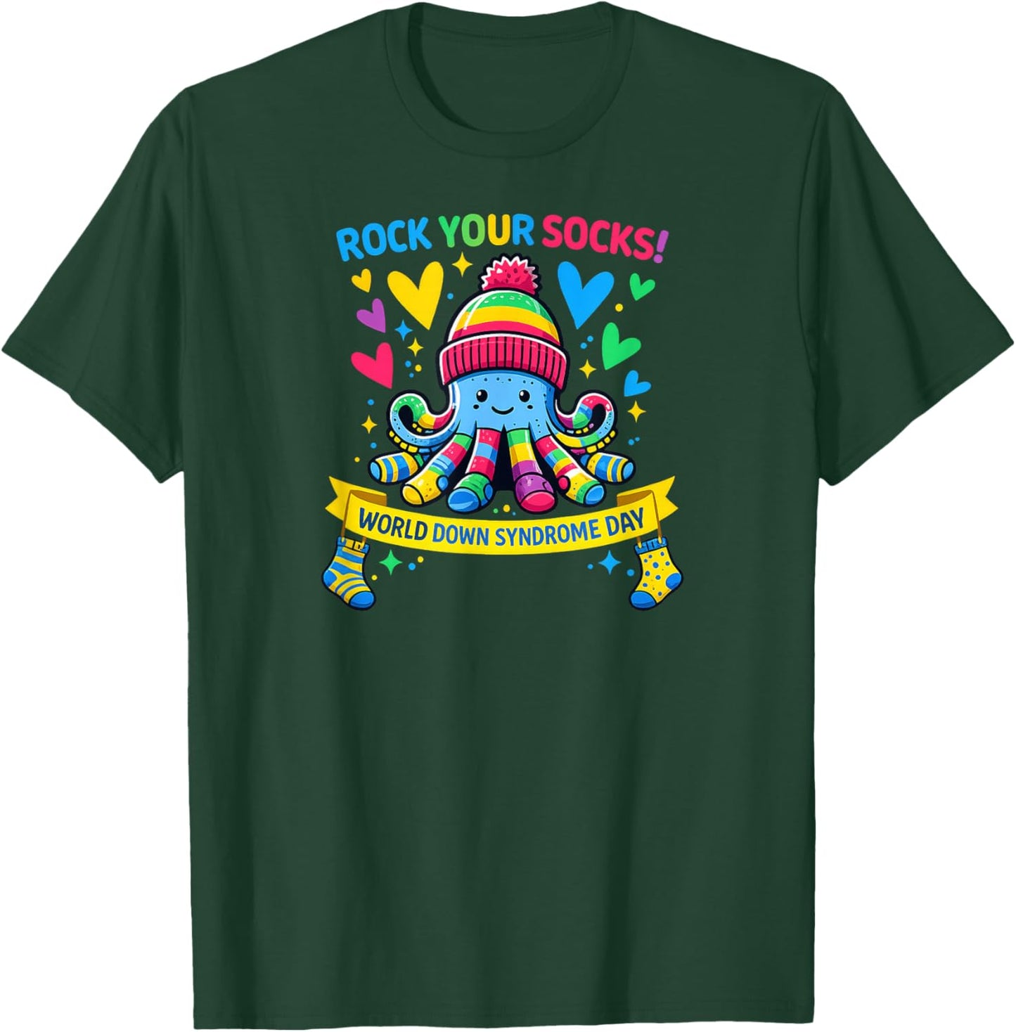 Rock Your Socks Down Syndrome Awareness Day Octopus T-Shirt - T-Shirt | Forest