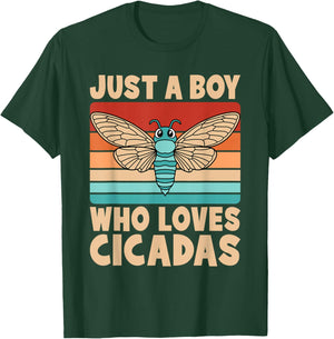 Just A Boy Who Loves Cicadas Funny Cicada Insect Boys Kids T-Shirt - T-Shirt | Forest