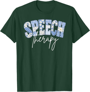 Speech Therapy Patchwork Floral Speech Therapist SLP T-Shirt - T-Shirt | Forest