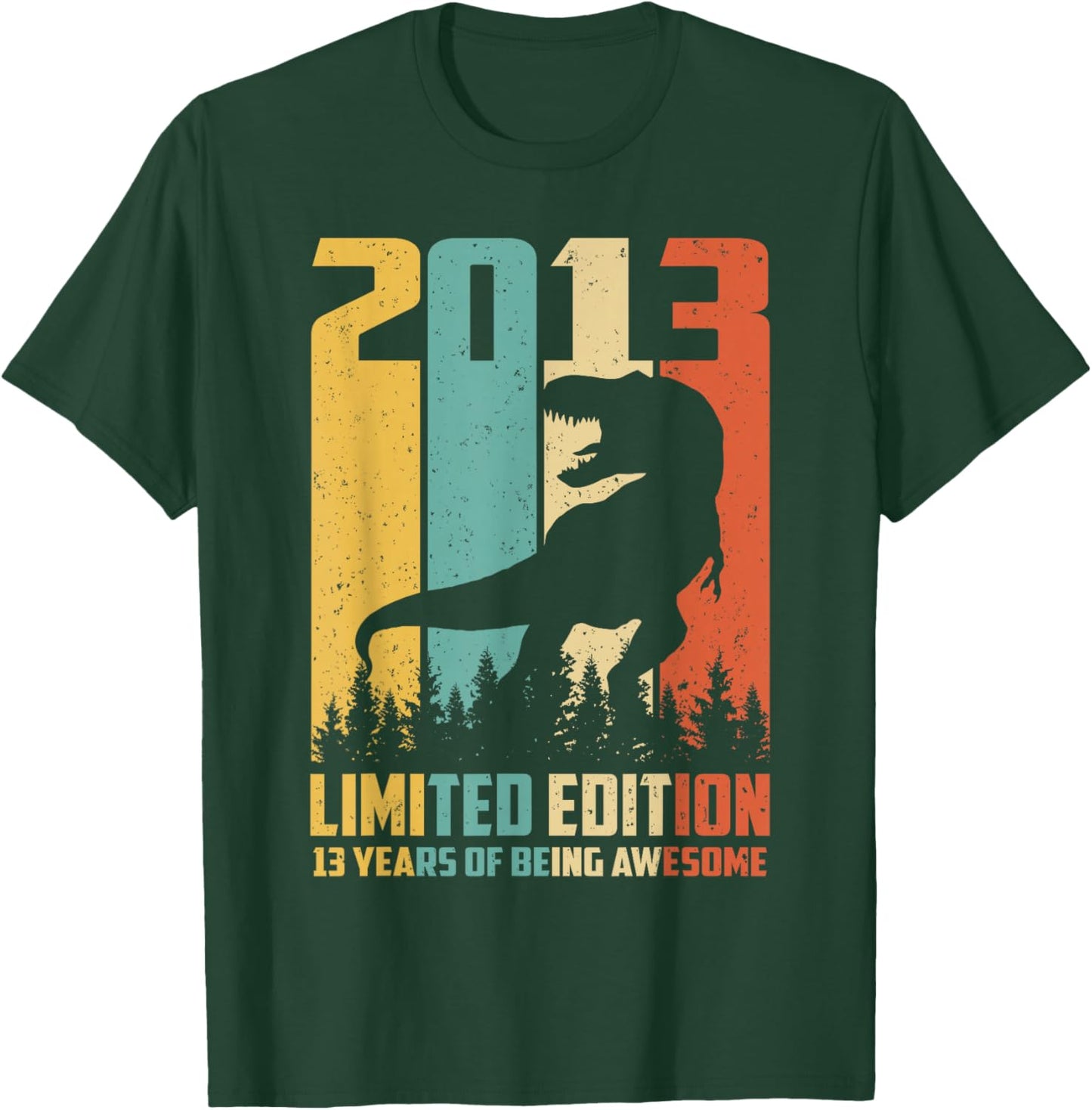 Awesome Since 2013 13 Years Old 13th Birthday T-Rex Dinosaur T-Shirt - T-Shirt | Forest