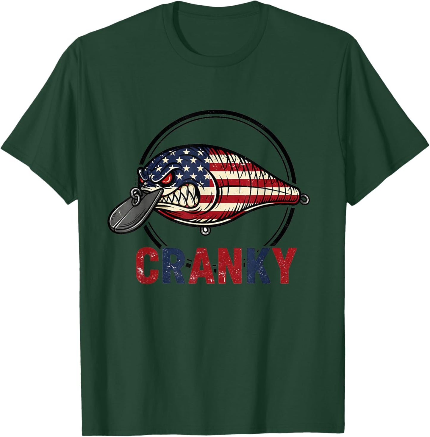 Cranky Fishing Lure American Flag Patriotic T-Shirt - T-Shirt | Forest