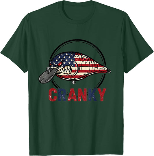 Cranky Fishing Lure American Flag Patriotic T-Shirt - T-Shirt | Forest