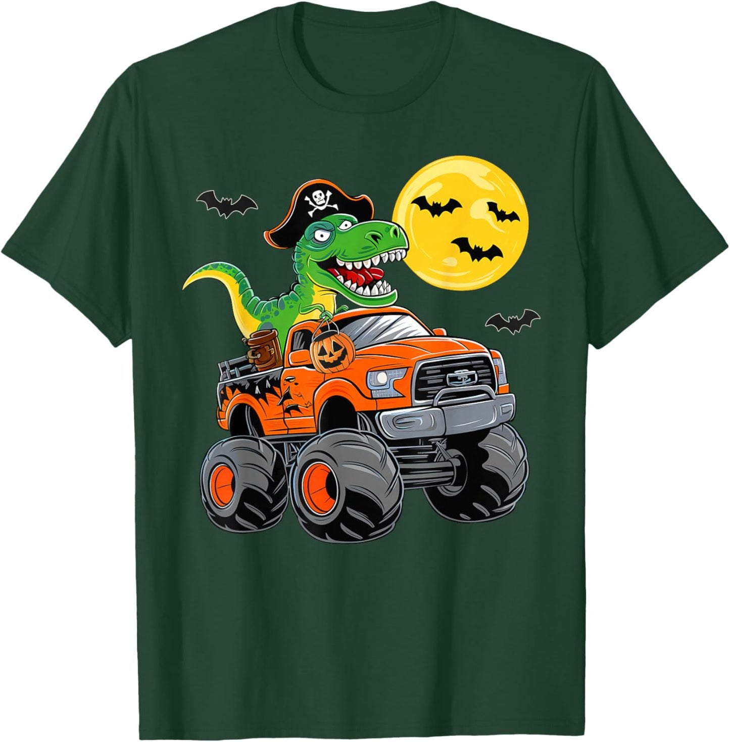 Boys Halloween Monster Truck T Rex Pirate Dinosaur Toddler T-Shirt - T-Shirt | Forest