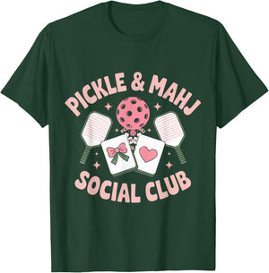 Pickle and Mahj Mahjong and Pickleball Social Club Mahjong T-Shirt - T-Shirt | Forest
