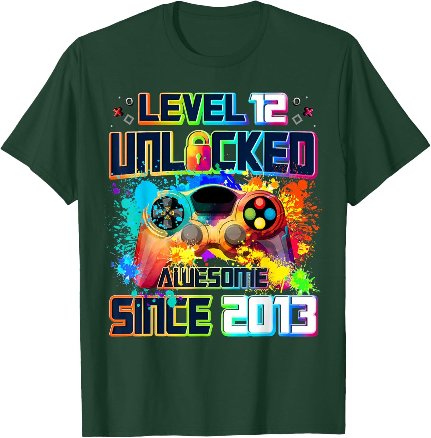 Level 12 Unlocked 12 Year Old Video Gamer 12th Birthday Gift T-Shirt - T-Shirt | Forest