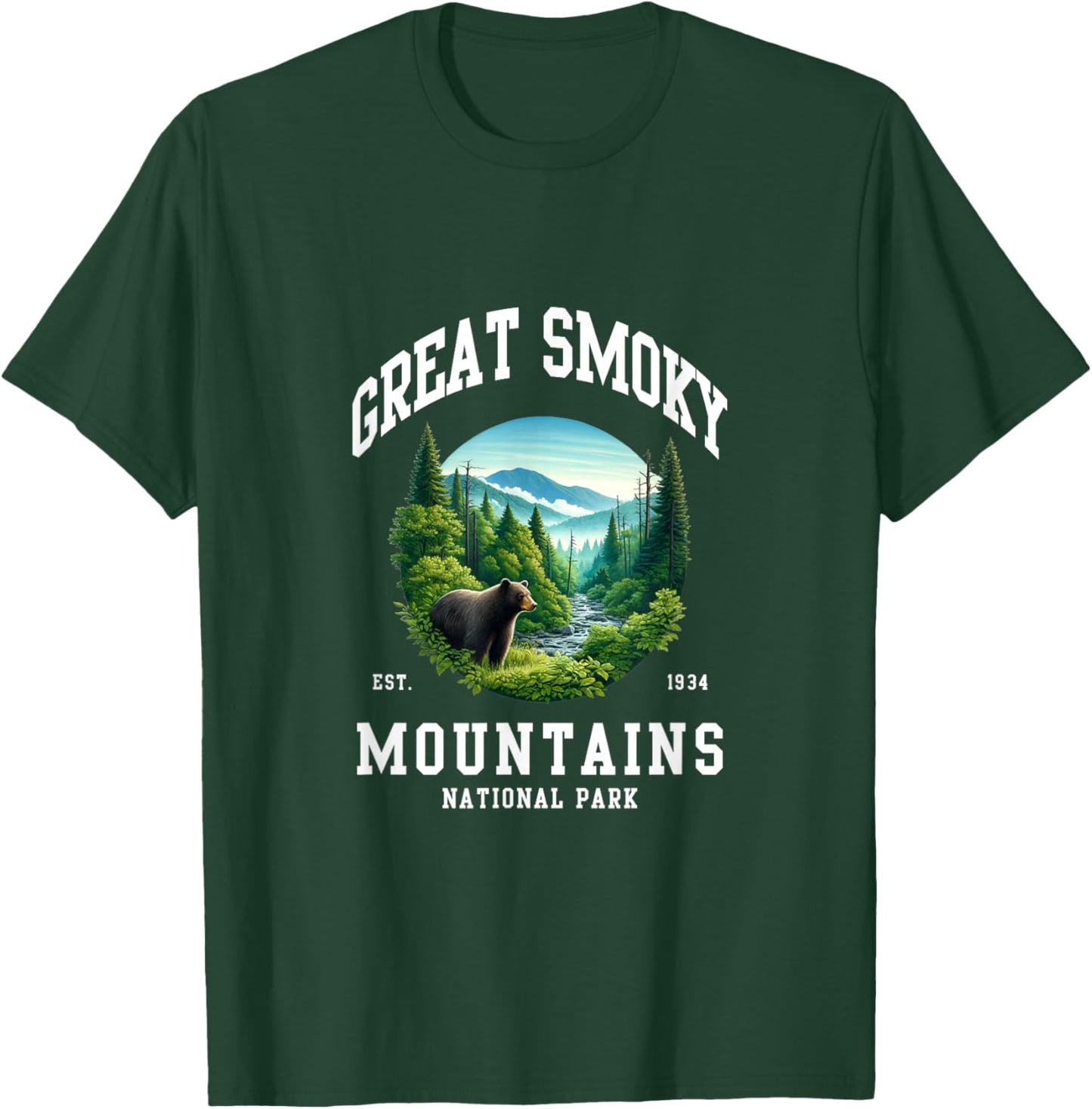 Retro Great Smoky Mountains National Park Men Women Hiking T-Shirt - T-Shirt | Forest