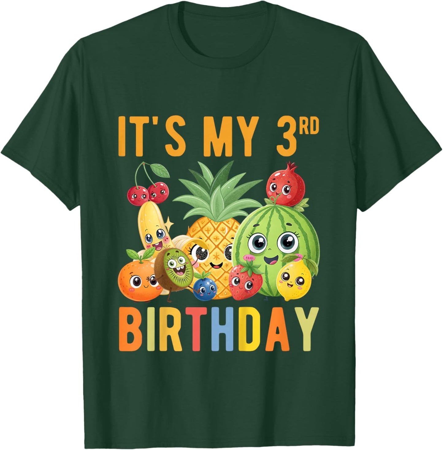 3 Year Old Fruit Birthday It's My 3rd Birthday Kids T-Shirt - T-Shirt | Forest