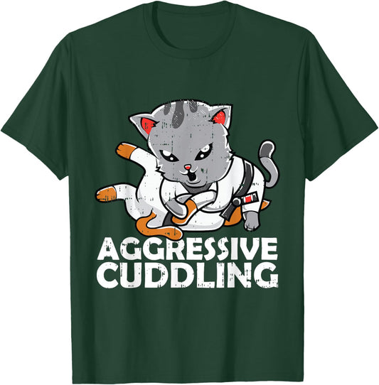 Aggressive Cuddling Jiu Jitsu Cat BJJ Martial Arts MMA Men Women Girls Kids T-Shirt - T-Shirt | Forest