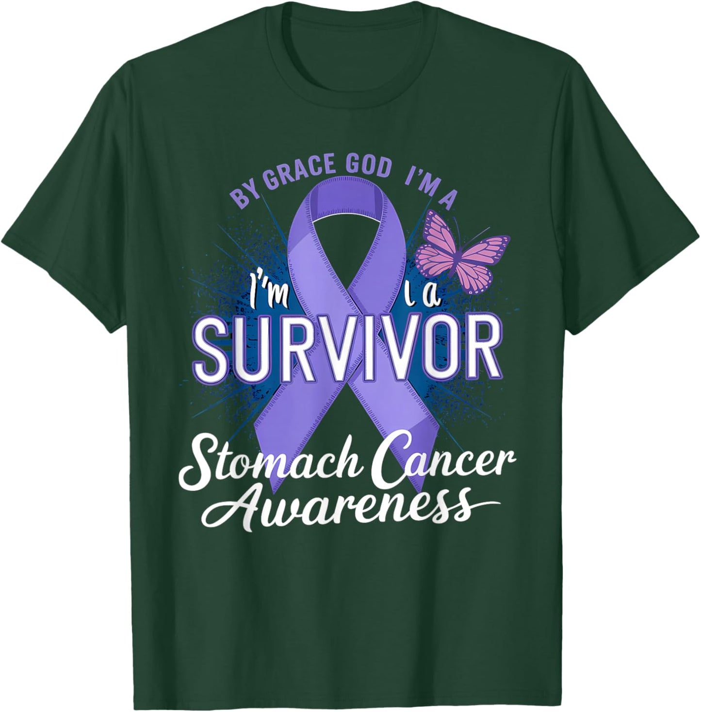 Stomach Cancer Awareness Periwinkle Ribbon I'm A Survivor T-Shirt - T-Shirt | Forest
