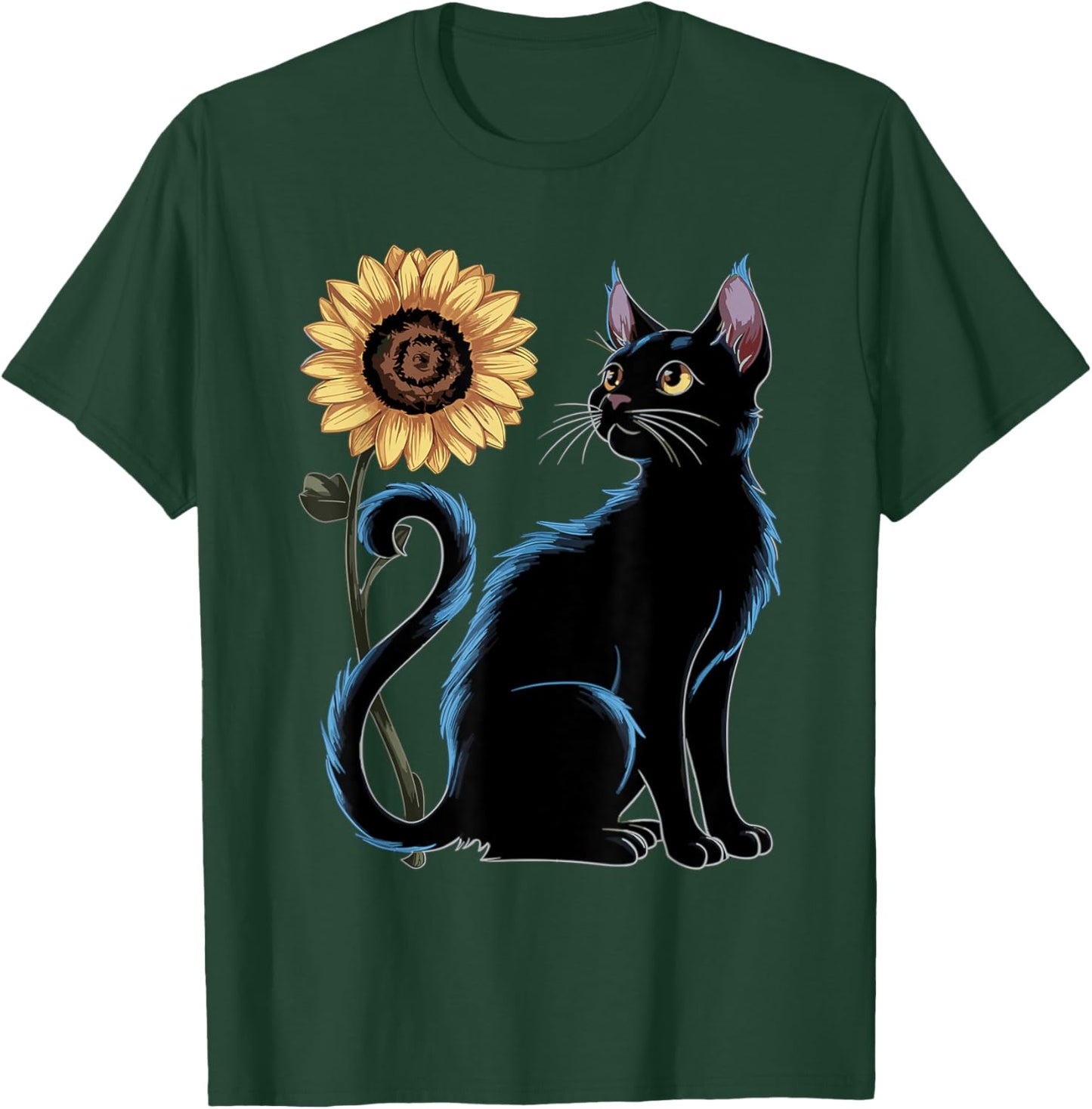 Cat Sunflower Lovers Cat T-Shirt - T-Shirt | Forest