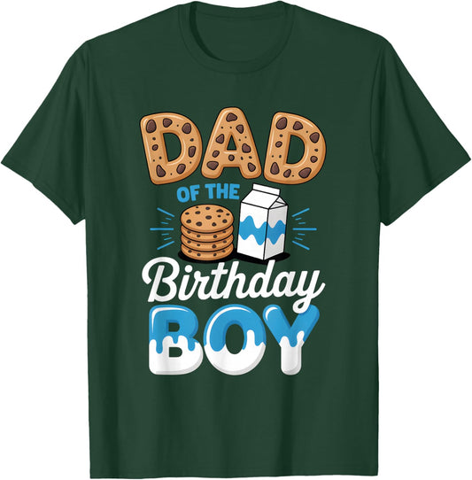 Dad of The Birthday Boy Cookie Milk Matching Celebration T-Shirt - T-Shirt | Forest