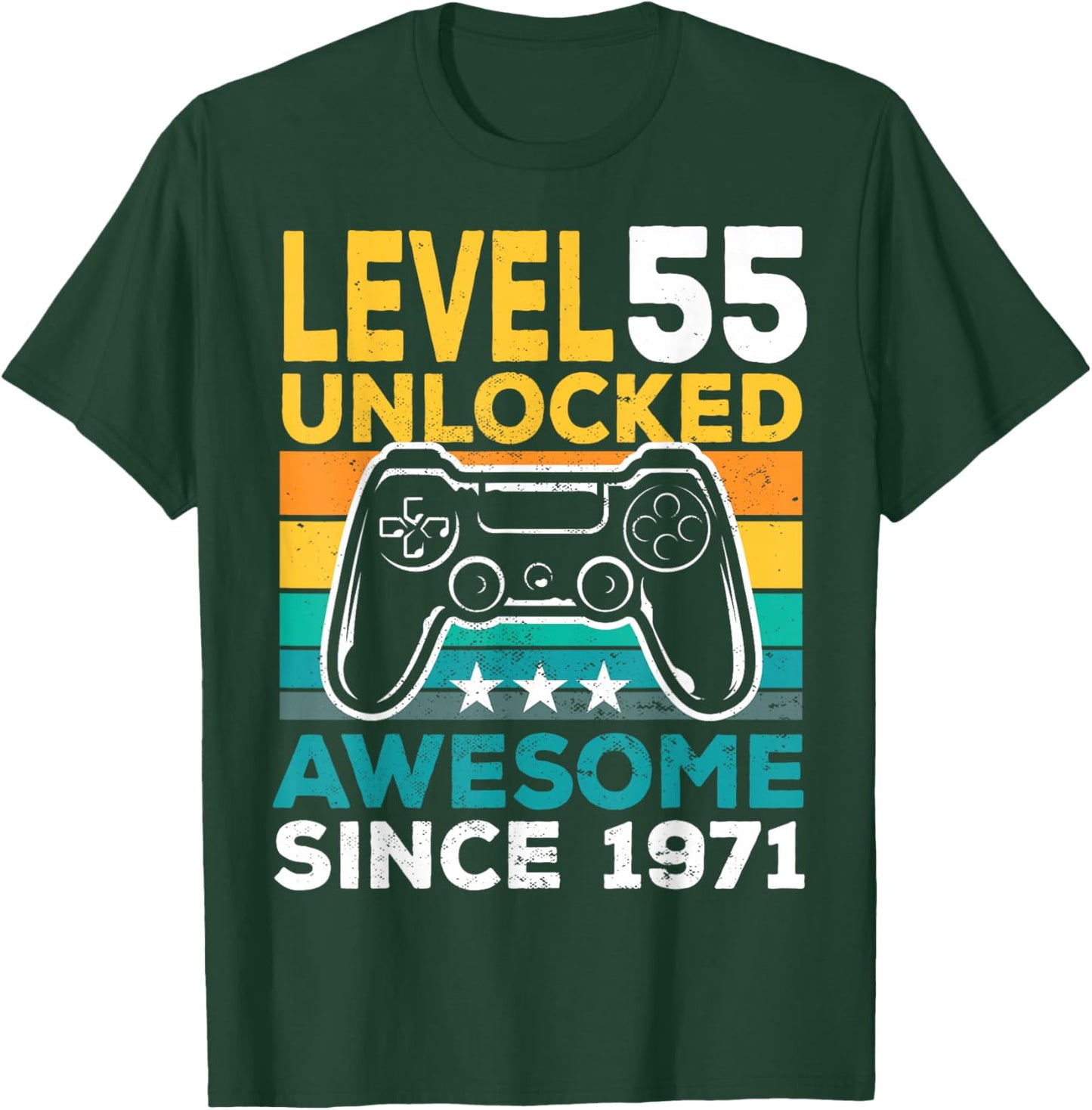 Level 55 Unlocked Awesome Since 1971 55th Birthday Gaming T-Shirt - T-Shirt | Forest