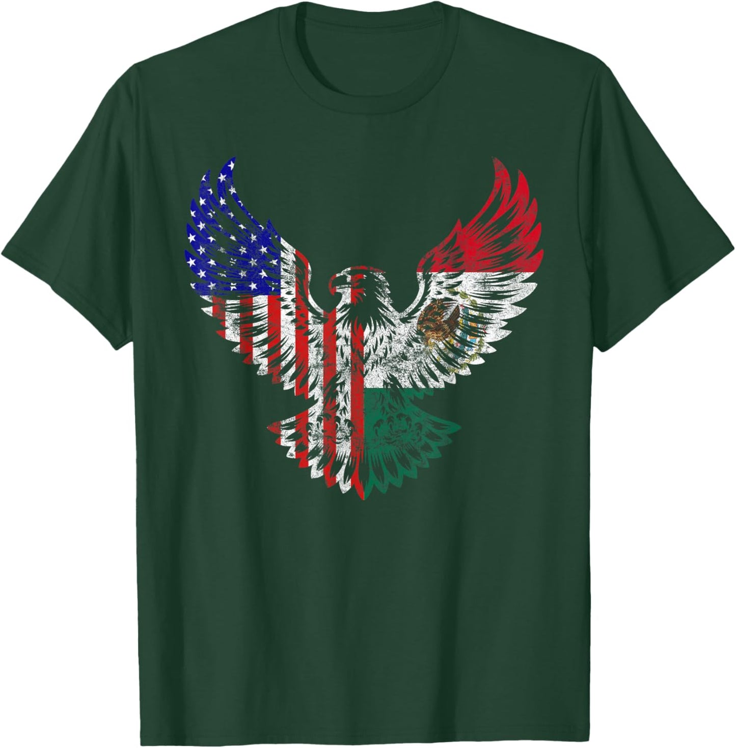 American Mexican Heritage America Mexico Flag Eagle T-Shirt - T-Shirt | Forest