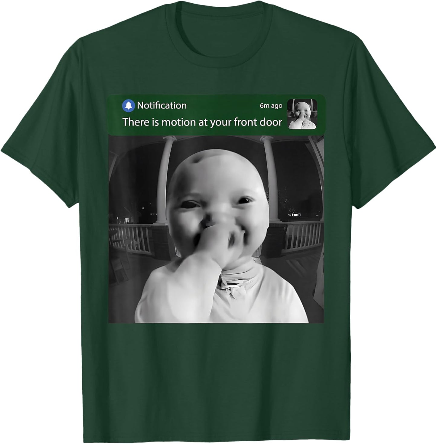 Ai Baby Holding Laugh Motion at Your Front Door Brainrot T-Shirt - T-Shirt | Forest