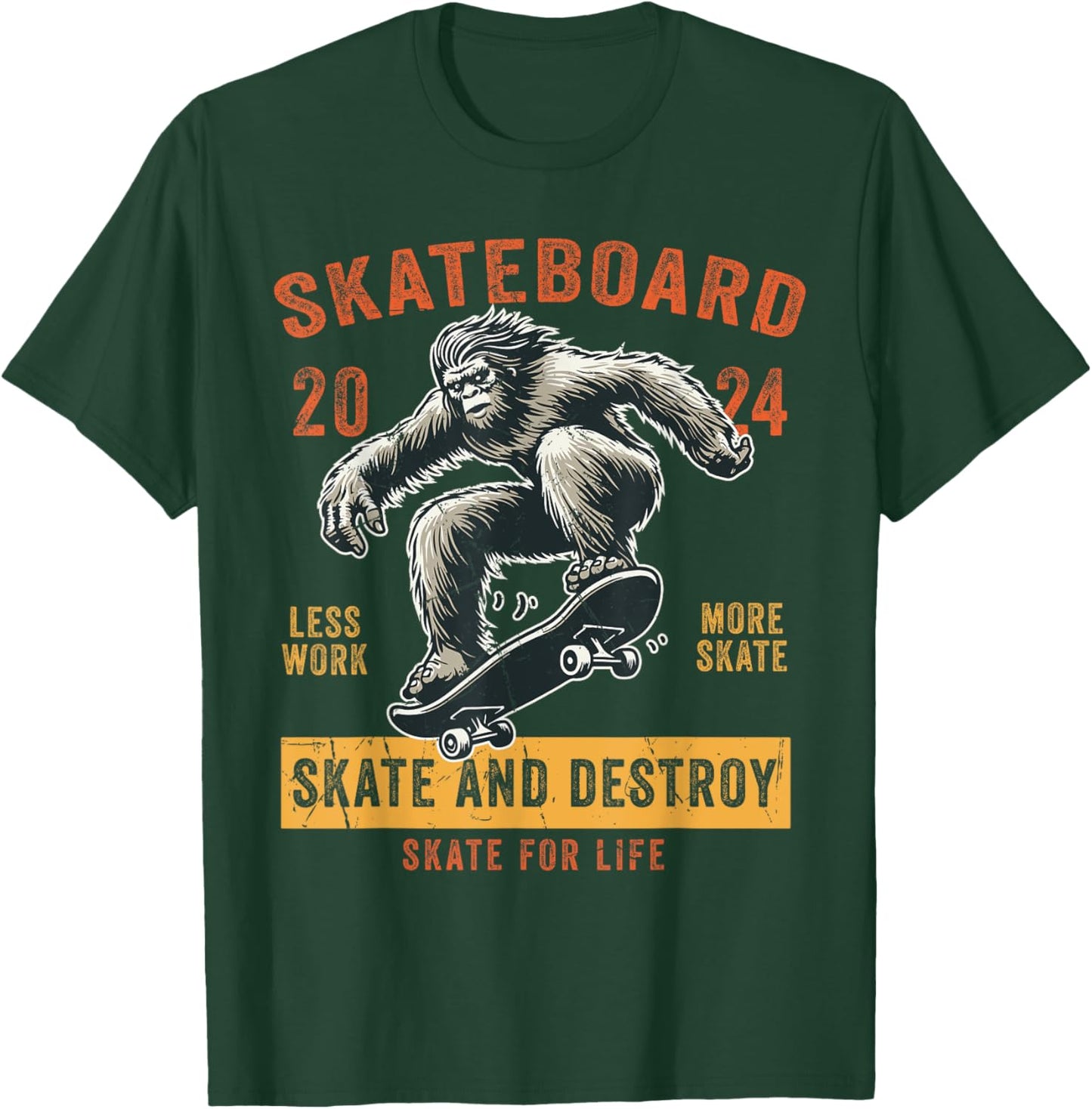 Skateboard Funny Skateboarding Vintage Bigfoot Skater T-Shirt - T-Shirt | Forest