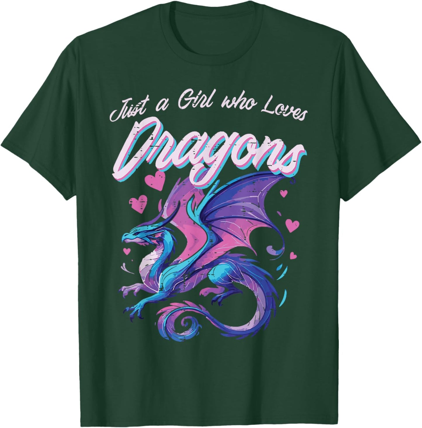Girl Who Loves Dragons, Mythical Fantasy, Girls, Kids and Women T-Shirt - T-Shirt | Forest