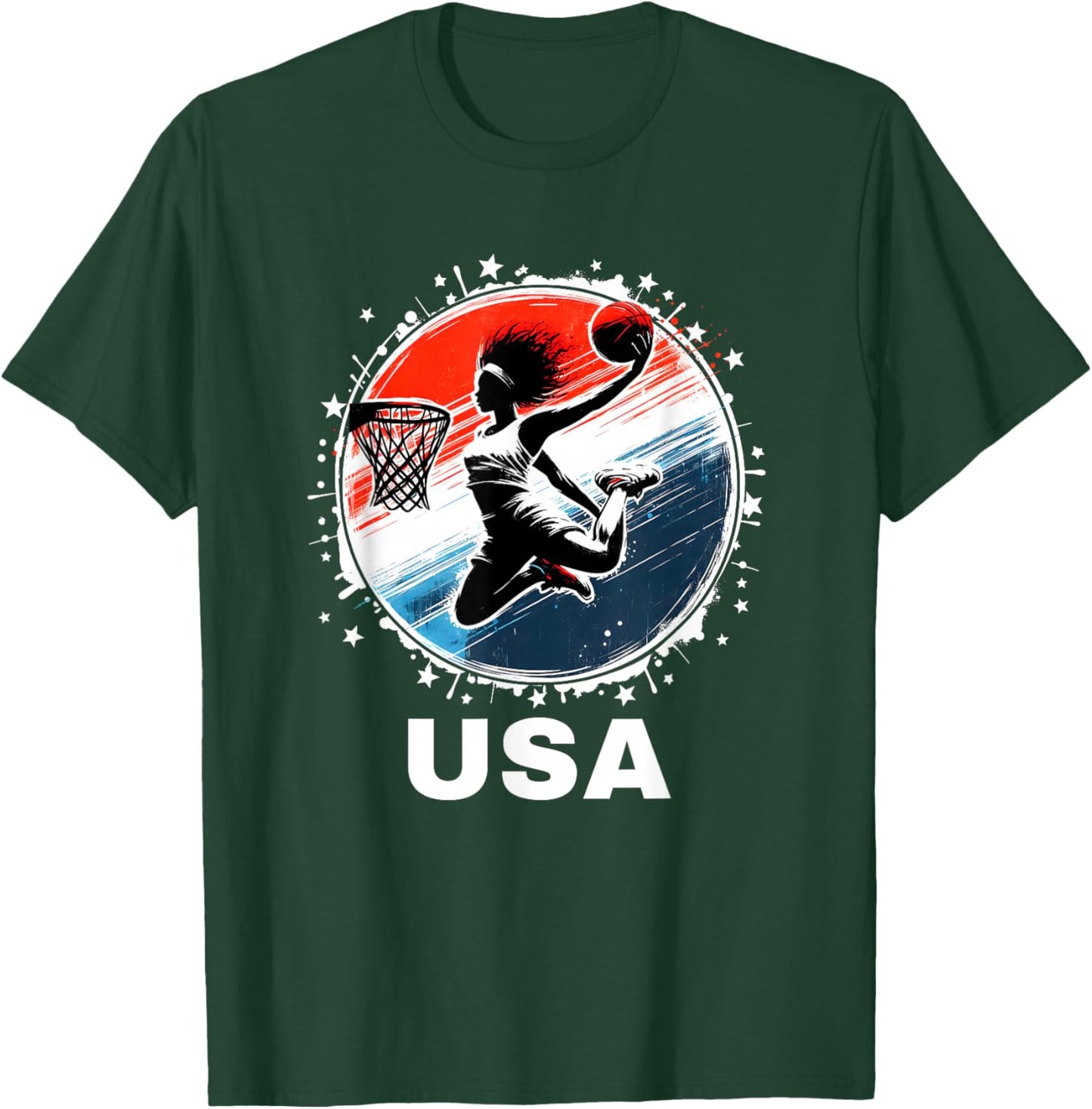 USA Team Basketball Shirt Basketball Women Basketball USA T-Shirt - T-Shirt | Forest
