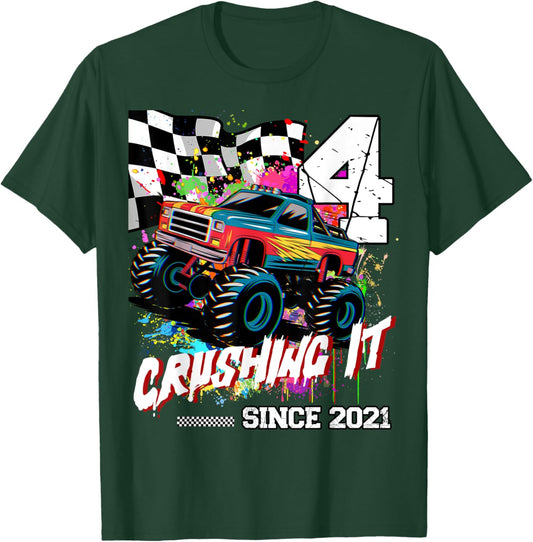 Birthday Monster Truck 4th years old Monster Truck Birthday T-Shirt - T-Shirt | Forest