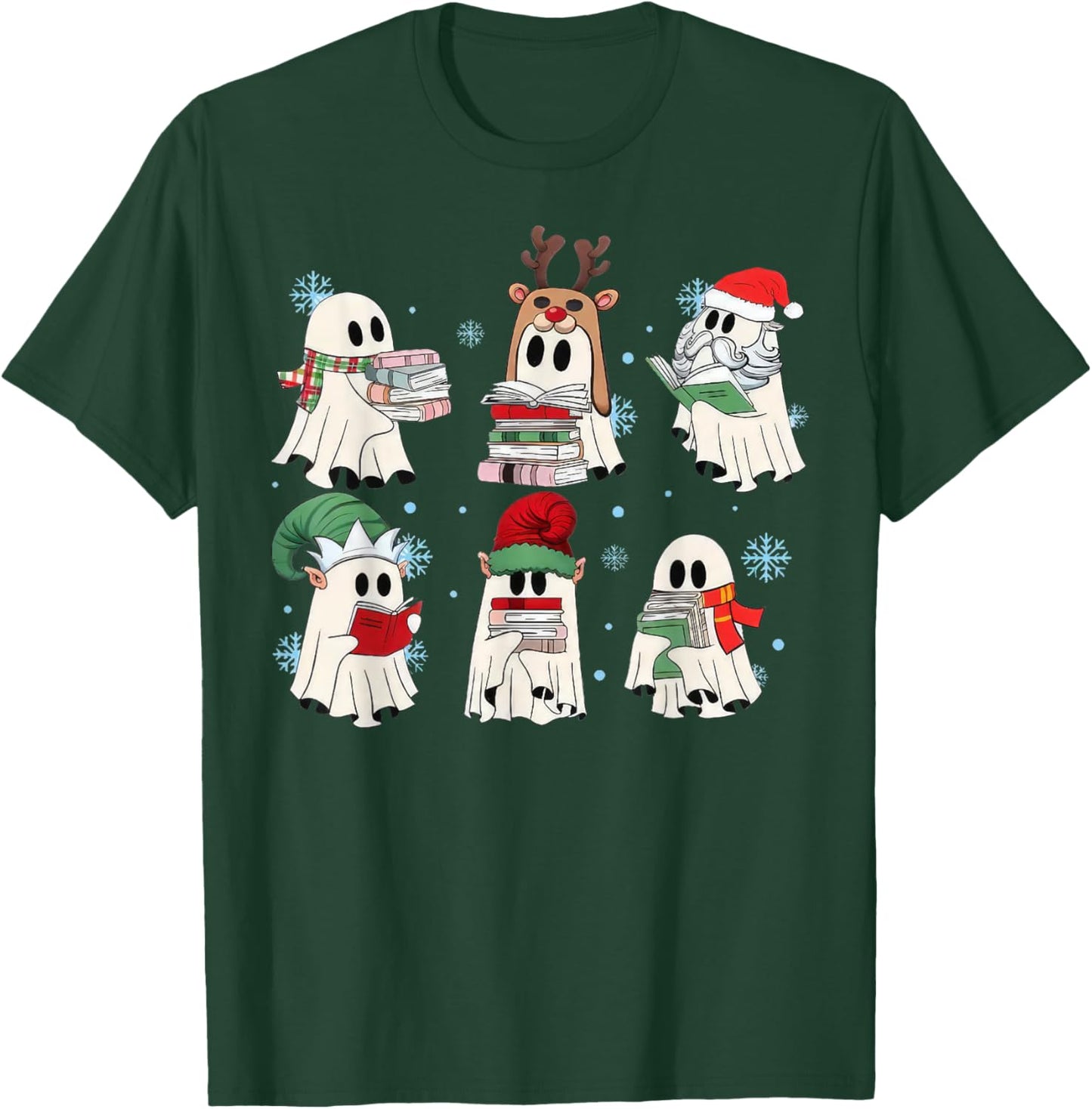 Ghost Santa Elf Squad Read Books Bookish Librarian Christmas T-Shirt - T-Shirt | Forest