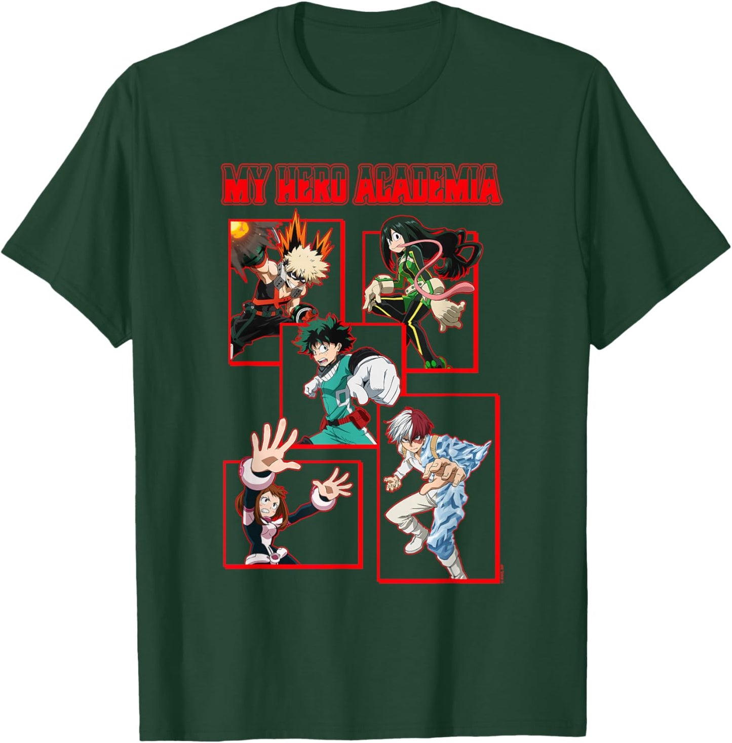 My Hero Academia Red Block Character Collage Anime T-Shirt - T-Shirt | Forest