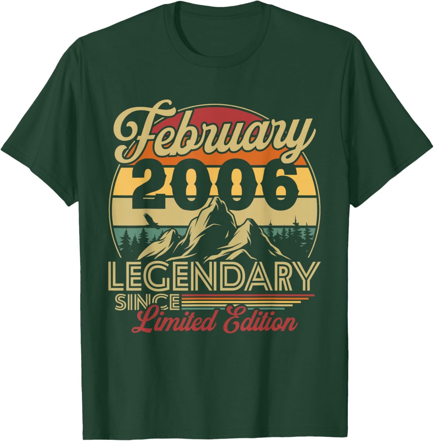 Vintage Birthday 20 Years for Born in February 2006 Gift T-Shirt - T-Shirt | Forest