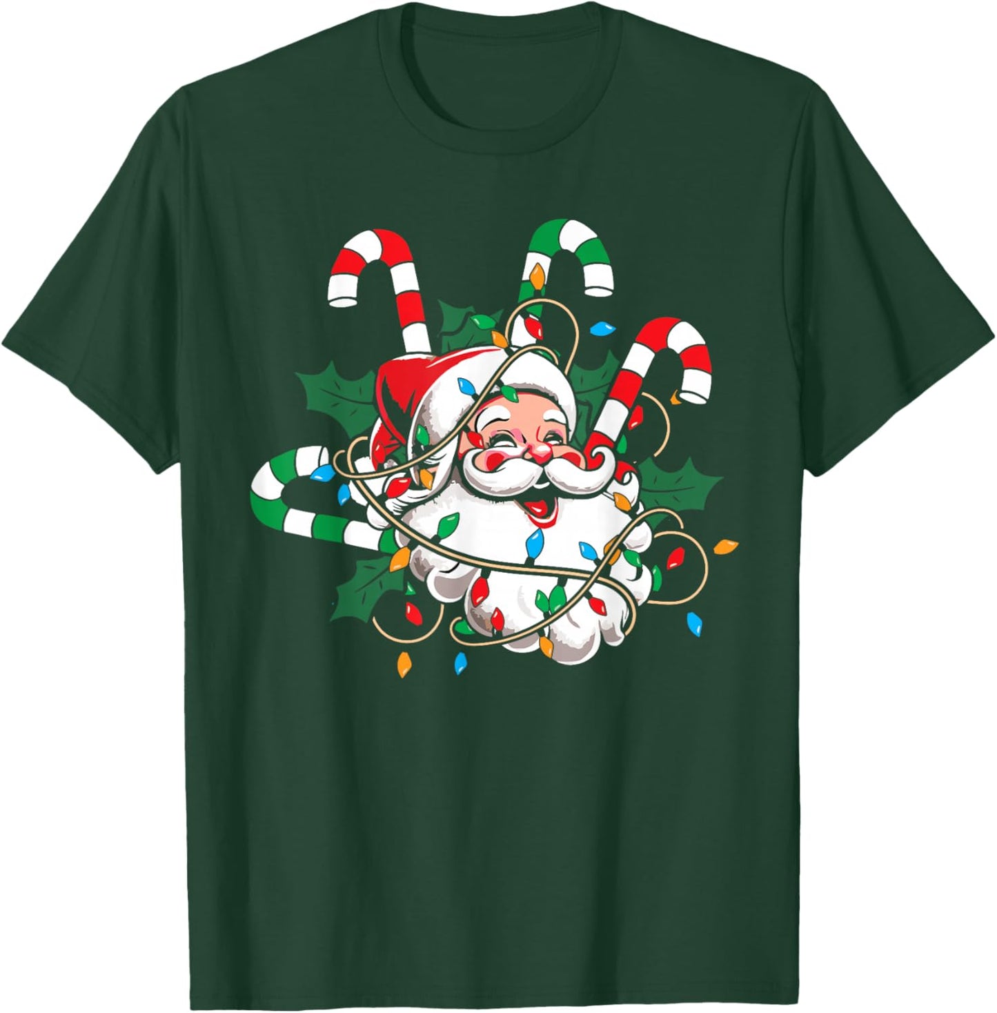 Vintage Christmas Santa Claus Candy Cane Retro Xmas Costume T-Shirt - T-Shirt | Forest