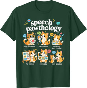 Funny Cats Speech Therapy Language Pathologist SLP Therapist T-Shirt - T-Shirt | Forest