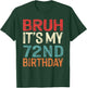 Bruh It's My 72nd Birthday Funny Him Her 72 Years Old Retro T-Shirt - T-Shirt | Forest