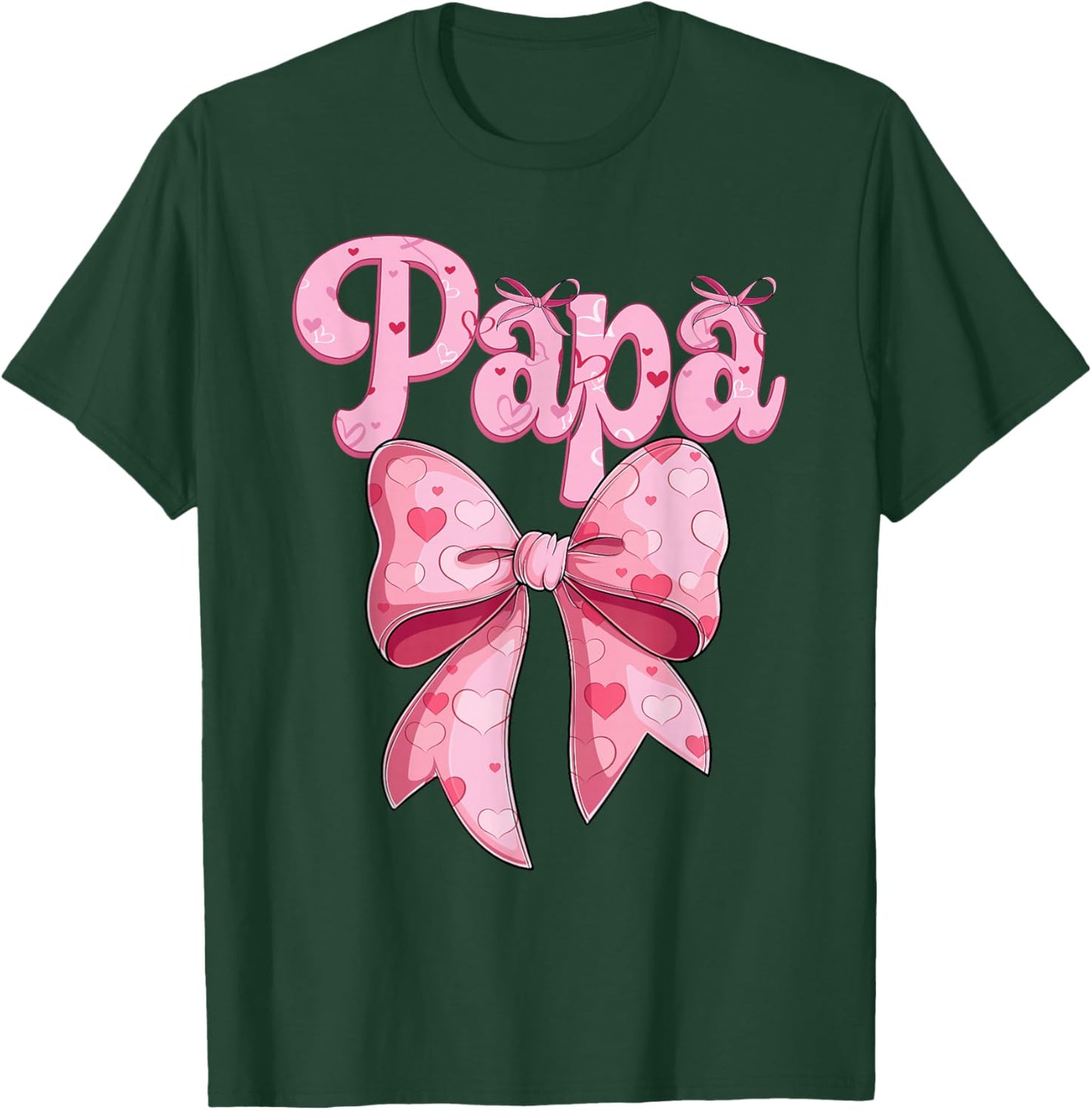 coquette bow family matching Groovy pink Papa T-Shirt - T-Shirt | Forest