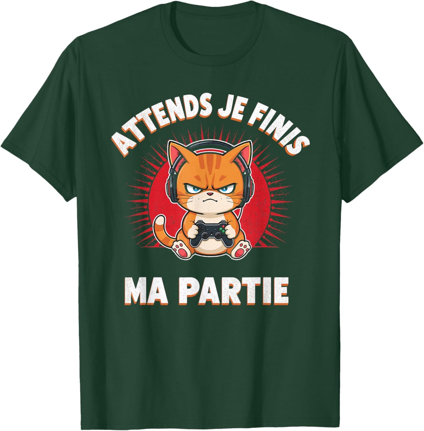 Wait I Finish My Game Funny Humor Gaming Cat Gamer T-Shirt - T-Shirt | Forest