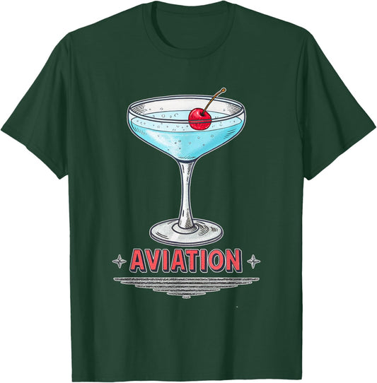 Retro Aviation Cocktails Design T-Shirt - T-Shirt | Forest