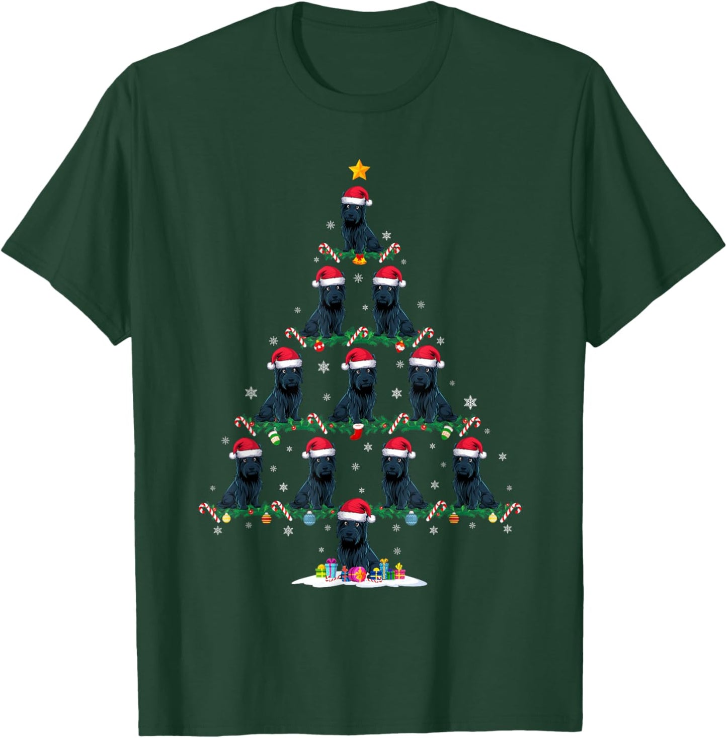 Funny Xmas Tree Scottie Dog Owner Gifts Scottie Dog Christmas Tree Pajama -Adults -Kids Black Short Sleeve Small T-Shirt - T-Shirt | Forest
