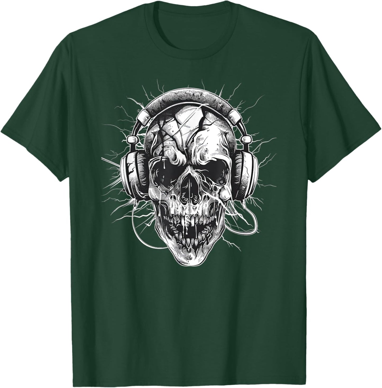 Skull with Headphones Music T-Shirt - T-Shirt | Forest