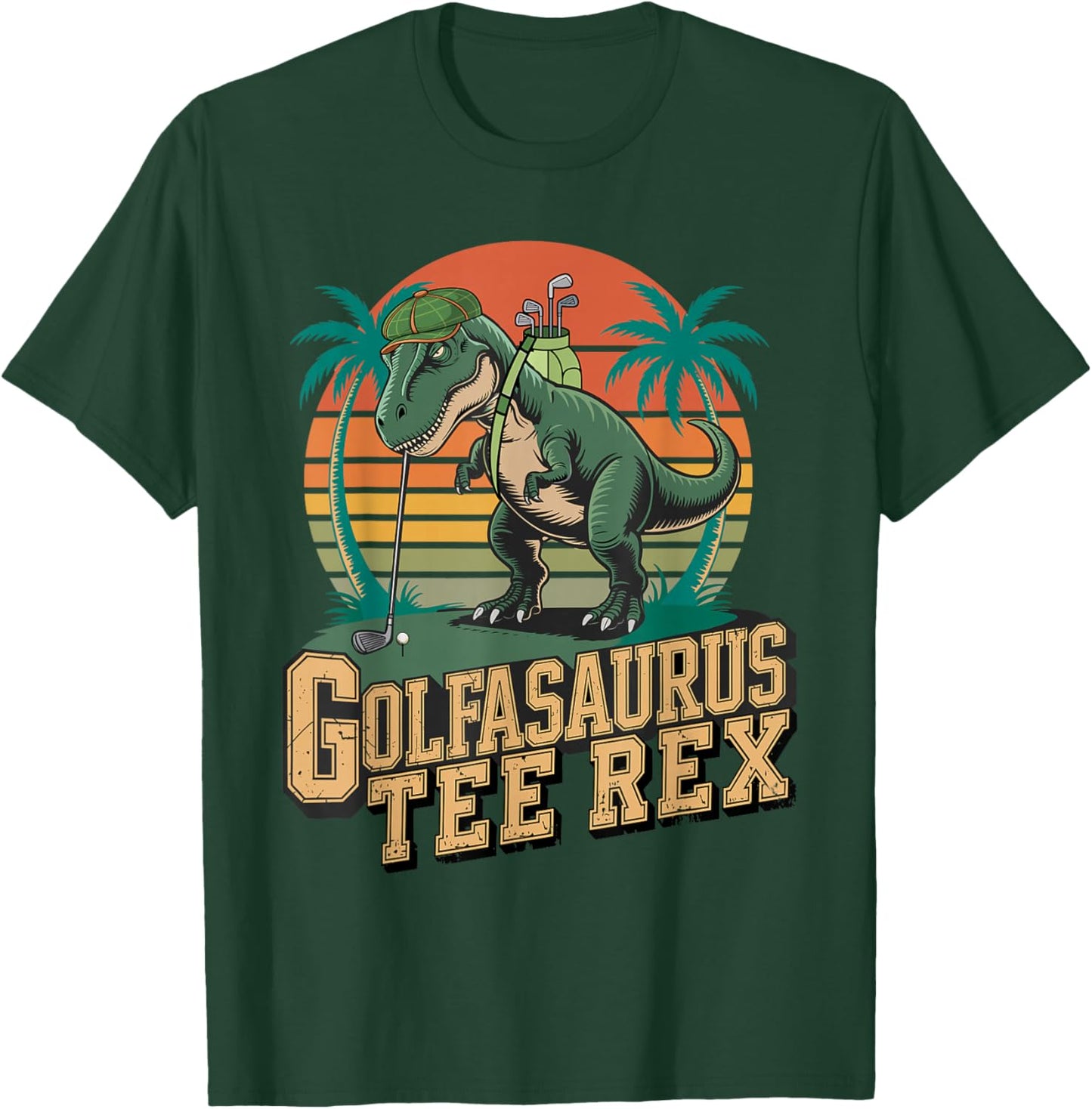 Golfasaurus Rex Vintage Golf Dinosaur Retro Design T-Shirt - T-Shirt | Forest