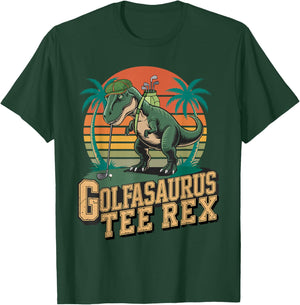 Golfasaurus Rex Vintage Golf Dinosaur Retro Design T-Shirt - T-Shirt | Forest