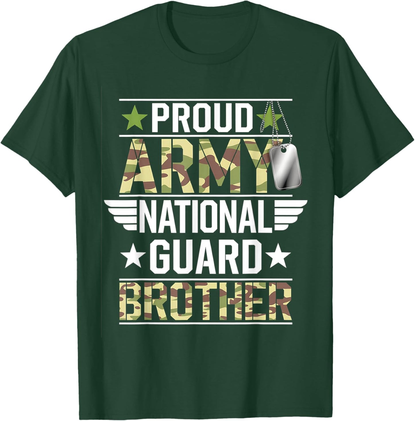 Proud Army National Guard Brother Veterans Day American Flag T-Shirt - T-Shirt | Forest