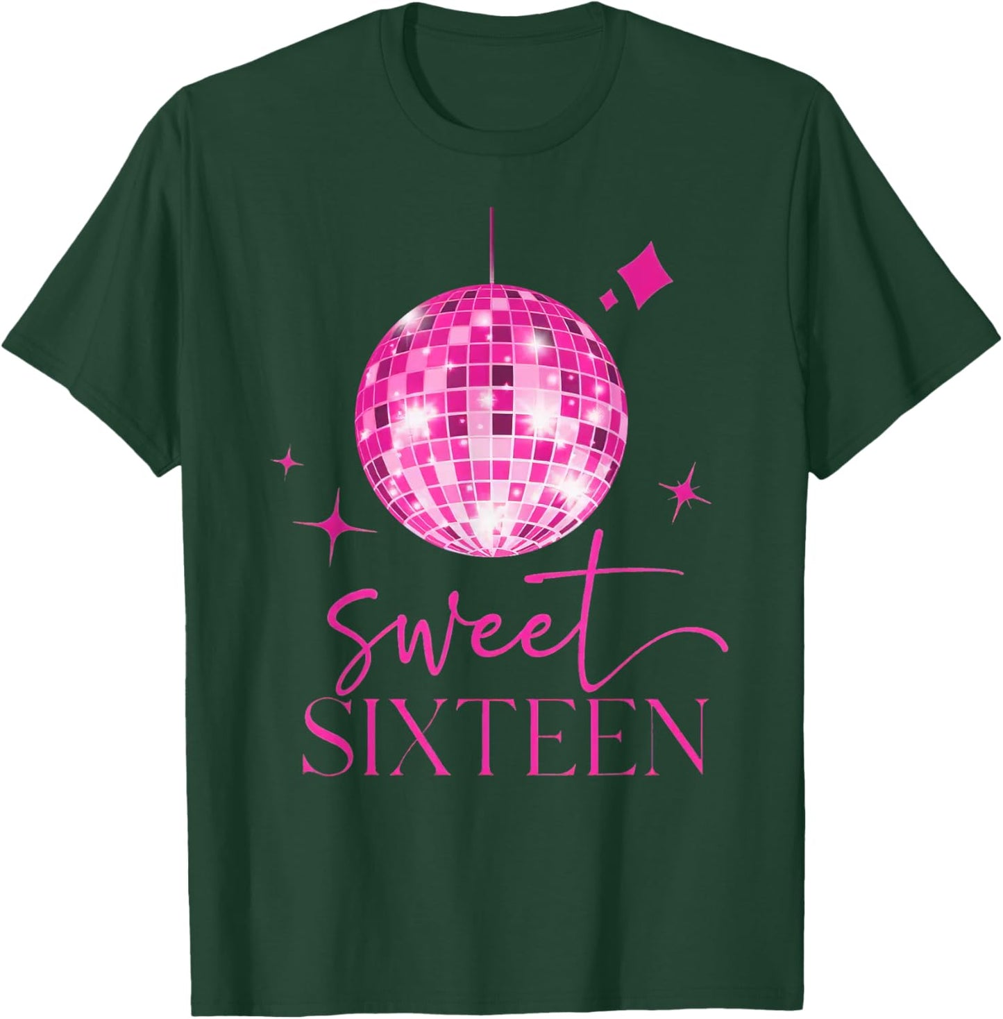 Sweet 16 Year Old 16th Birthday Queen Girls Disco Party T-Shirt - T-Shirt | Forest