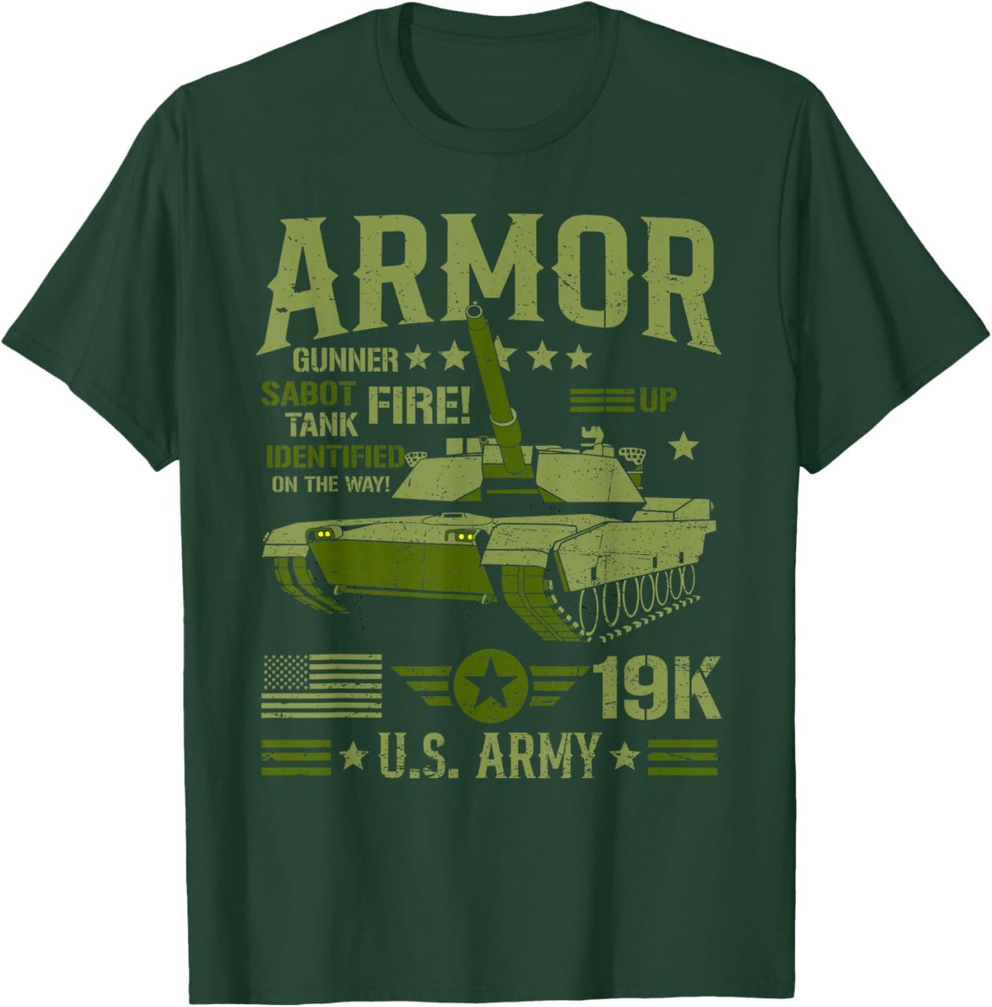 Armor Of US Military M1 Abrams Battle Tank 19K Tanker T-Shirt - T-Shirt | Forest