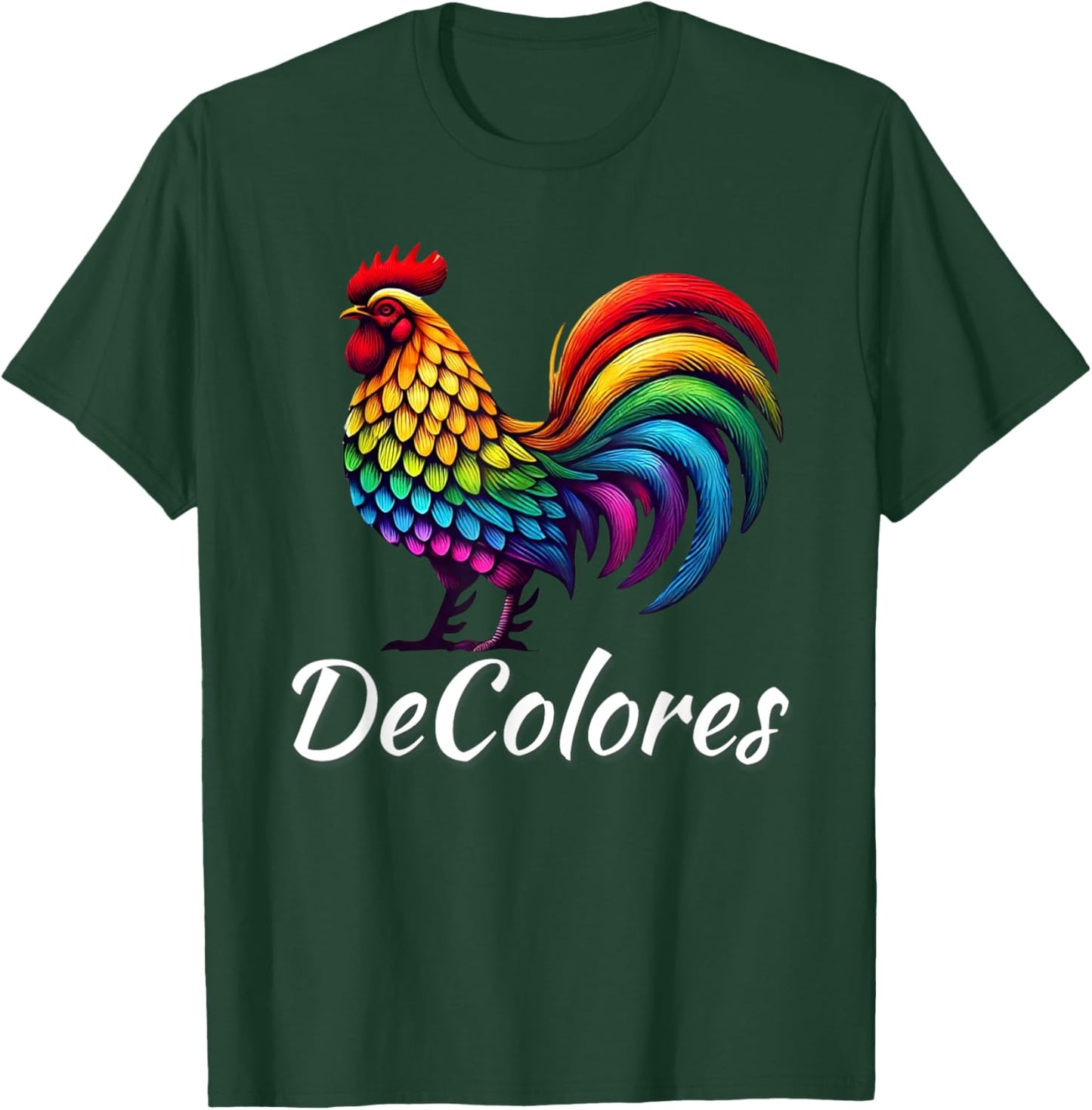 DeColores Cursillo Raibow Rooster Catholic T-Shirt - T-Shirt | Forest